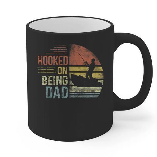 Hooked On Being Dad Fishing Dad Father's Day Graphic Print Coffee Mug - Father's Day Fun