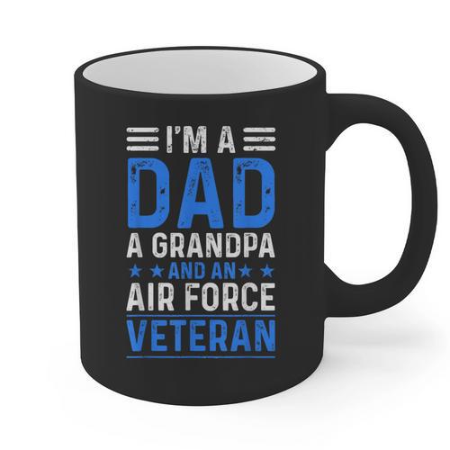 I’m A Dad Grandpa Air Force Veteran Distressed Graphic Print Coffee Mug - Father's Day Fun