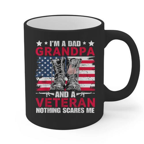 I'm A Dad Grandpa And Veteran Papa Grandpa Fathers Day Men Graphic Print Coffee Mug - Father's Day Fun
