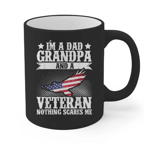 I'm A Dad Grandpa And A Veteran US Flag Veterans Day Graphic Print Coffee Mug - Father's Day Fun