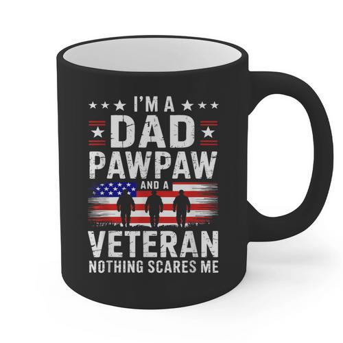 I'm A Dad Pawpaw And A Veteran Shirt Men Grandpa Fathers Day Graphic Print Coffee Mug - Father's Day Fun