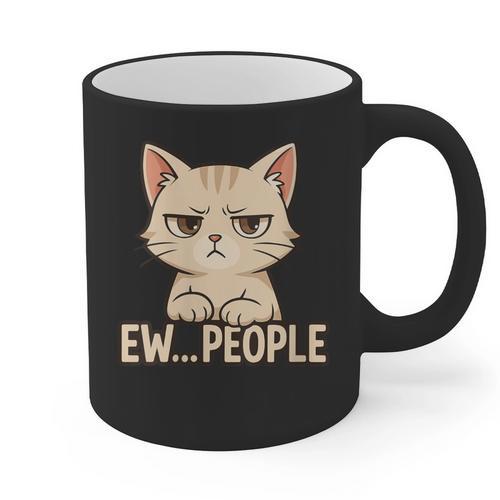 Introvert Anime Cat Ew People Graphic Print Coffee Mug - Raresse