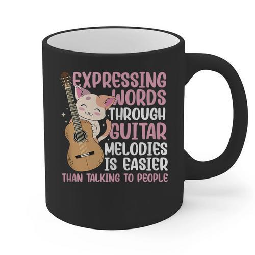 Introvert Guitarist Expressing Words Through Guitar Melody Graphic Print Coffee Mug - Raresse