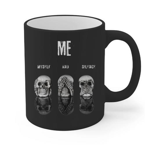 Introvert Relaxation Me Myself And Silence Skulls Graphic Print Coffee Mug - Raresse