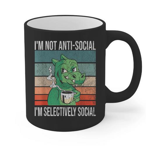 Introvert Selectively Social Anti-Social Shy Graphic Print Coffee Mug - Raresse