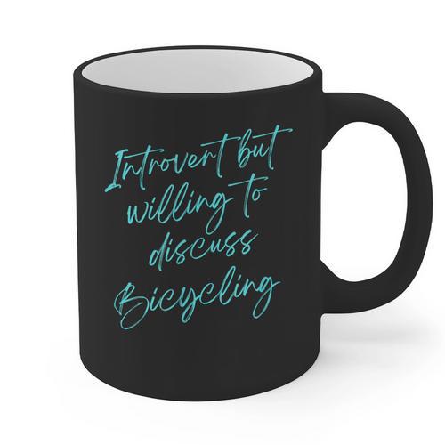 Introvert But Willing To Discuss Bicycling Graphic Print Coffee Mug - Raresse
