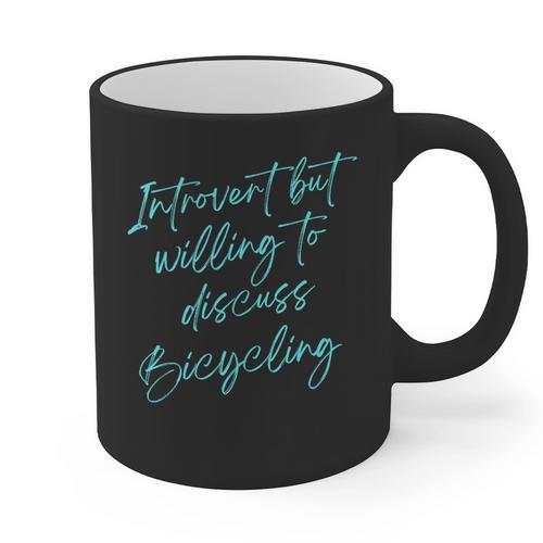Introvert But Willing To Discuss Bicycling Graphic Print Coffee Mug - Raresse