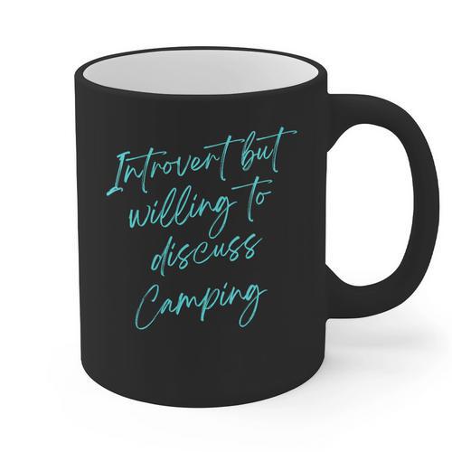 Introvert But Willing To Discuss Camping Graphic Print Coffee Mug - Raresse