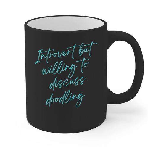 Introvert But Willing To Discuss Doodling Graphic Print Coffee Mug - Raresse
