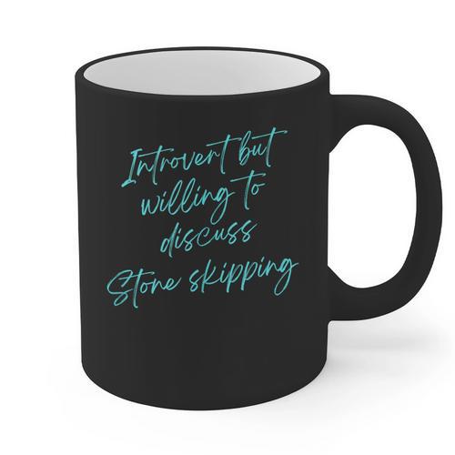 Introvert But Willing To Discuss Stone Skipping Graphic Print Coffee Mug - Raresse