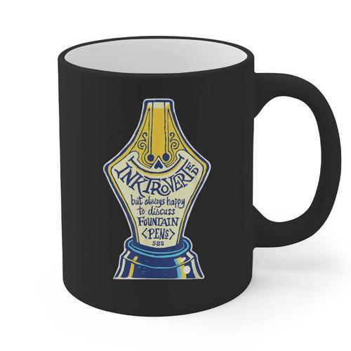 Introverted Fountain Pen Enthusiast Smiling Face Graphic Print Coffee Mug - Raresse