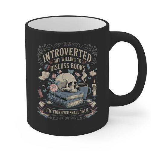 Introverted But Willing To Discuss Books Club Cozy Aesthetic Graphic Print Coffee Mug - Raresse