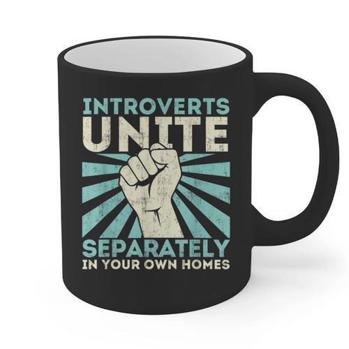 Introverts Unite Separately Introverted Antisocial Graphic Print Coffee Mug - Raresse