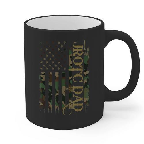 JROTC Dad United States Distressed Camo w US Flag Graphic Print Coffee Mug - Father's Day Fun
