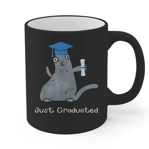 Just Graduated Cat With Graduation Cap And Diploma For Men Women Girls Kids Graphic Print Coffee Mug - Best Gift Smart