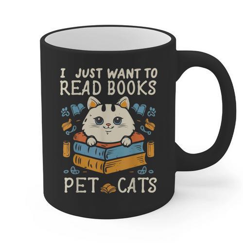 I Just Want To Read Books And Pet Cats Introvert Graphic Print Coffee Mug - Raresse