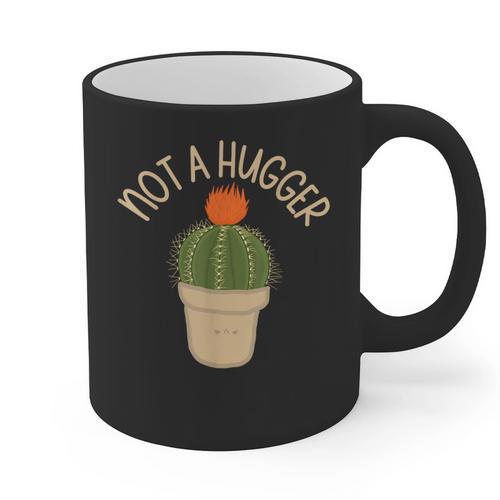 Kawaii Grumpy Cactus Not a Hugger Plant Introvert Graphic Print Coffee Mug - Raresse