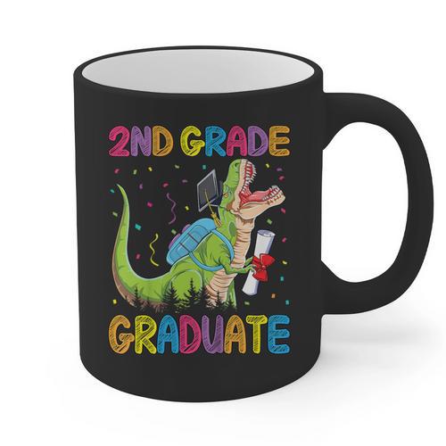 Kids 2nd Grade Graduate Dinosaur Trex 2nd Grade Graduation Graphic Print Coffee Mug - Best Gift Smart