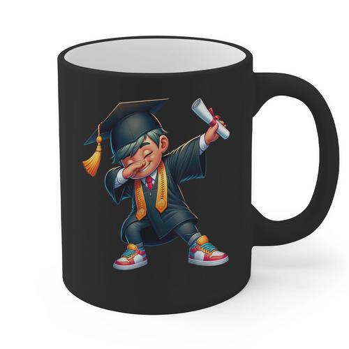 Kids Boys Grad Dabbing Graduation Class Of 2025 Graphic Print Coffee Mug - Best Gift Smart