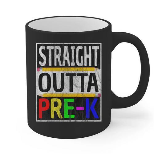 Kids Straight Outta Pre-K Graduation Graphic Print Coffee Mug - Best Gift Smart