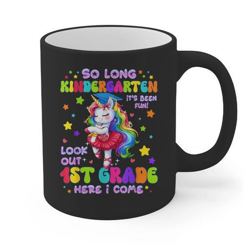 Kindergarten Graduation 2025 Graduate Girls Unicorn 1st Grad Graphic Print Coffee Mug - Best Gift Smart