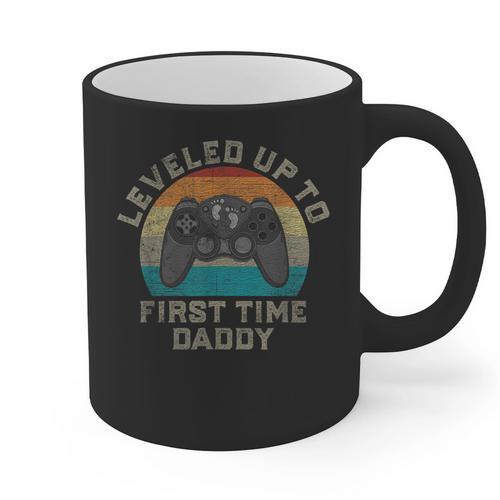 I Leveled Up To First Time Daddy Soon To Be Dad Graphic Print Coffee Mug - Father's Day Fun