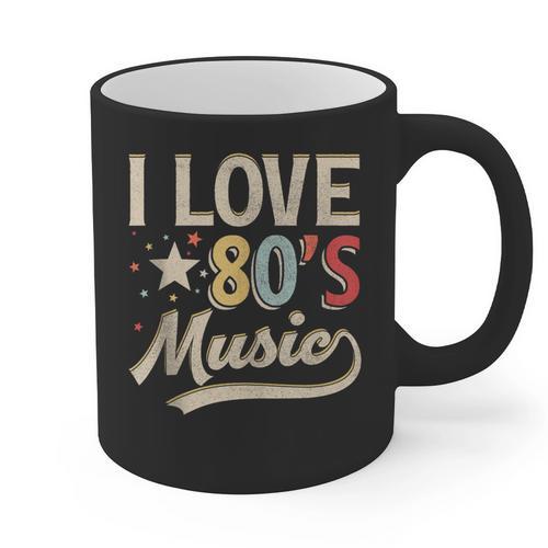 I Love 80's Music Retro Style Nostalgia Cassette 1980s Party Graphic Print Coffee Mug - Figerry