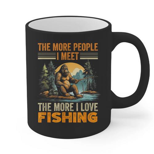 I Love Fishing Bigfoot Fisherman Introvert Sarcastic Graphic Print Coffee Mug - Raresse