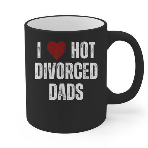 I Love Hot Divorced Dads Red Hearts Graphic Print Coffee Mug - Father's Day Fun