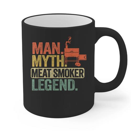 Man Myth Meat Smoker Legend Dad Grillfather BBQ Meat Smoking Graphic Print Coffee Mug - Father's Day Fun