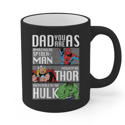 Marvel Father's Day Spider-Man Thor Hulk Dad Attributes Graphic Print Coffee Mug - Father's Day Fun