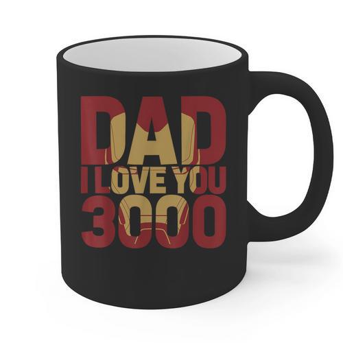 Marvel Iron Man Dad I Love You 3000 Text Fill Father's Day Small Graphic Print Coffee Mug - Father's Day Fun