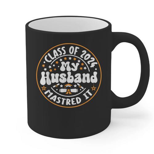 Master's Degree Graduation My Husband Mastered It 2024 Graphic Print Coffee Mug - Best Gift Smart
