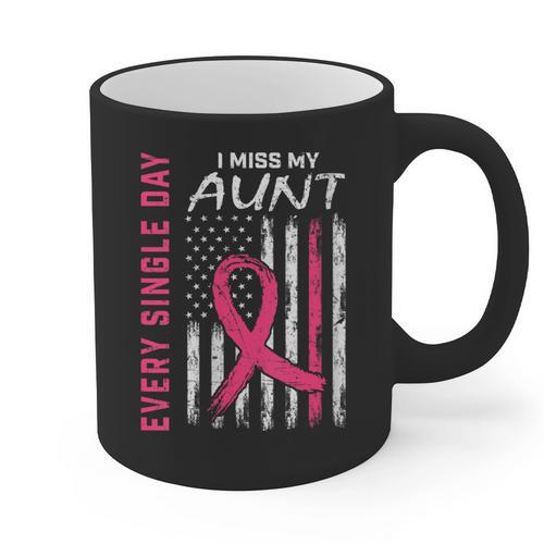 In Memory Of Aunt Breast Cancer Awareness Tshirt Tees Shirts Graphic Print Coffee Mug - Easessy