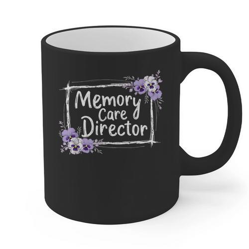 Memory Care Director Purple Floral Pansies Graphic Print Coffee Mug - Easessy