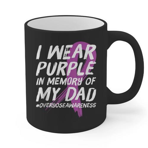 Memory Of Dad Wear Purple Overdose Awareness Graphic Print Coffee Mug - Easessy