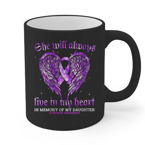 In Memory Of My Daughter Overdose Awareness Angel Wing Graphic Print Coffee Mug - Easessy