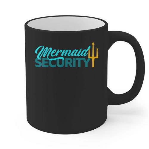 Mermaid Security Birthday Party Matching Dad Boys Graphic Print Coffee Mug - Father's Day Fun