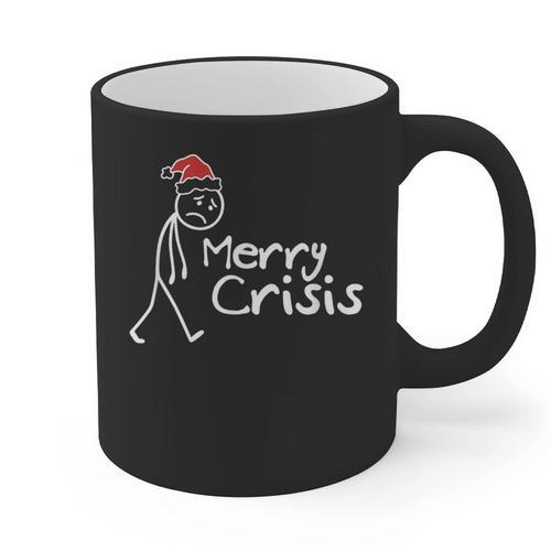 Merry Crisis Christmas Introvert Graphic Print Coffee Mug - Raresse
