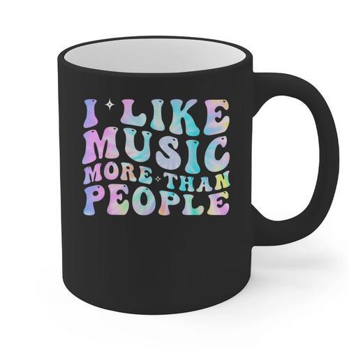 I Like Music More Than People Introvert Musician Retro Graphic Print Coffee Mug - Raresse