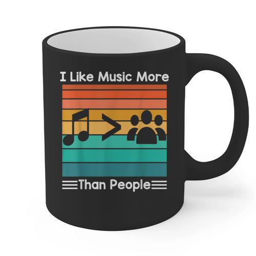 I Like Music More Than People Introvert Saying Quote Graphic Print Coffee Mug - Raresse