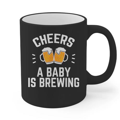 New Dad Baby Shower Cheers A Baby Is Brewing Graphic Print Coffee Mug - Father's Day Fun