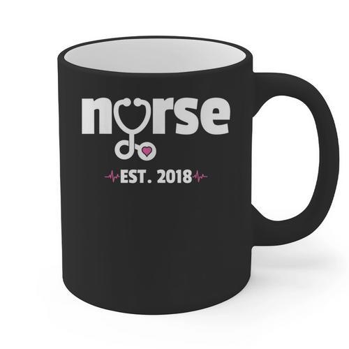 New Nurse Est 2018 Nursing School Graduation Graphic Print Coffee Mug - Best Gift Smart
