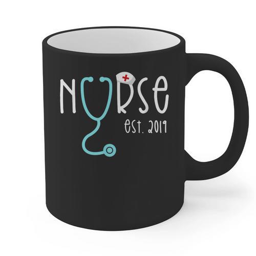 New Nurse Est 2019 T Shirt Graduation RN Women Graphic Print Coffee Mug - Best Gift Smart