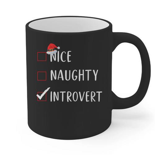 Nice Naughty Introvert List Christmas Introvert Graphic Print Coffee Mug - Raresse