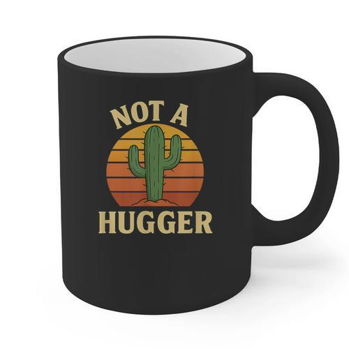 Not A Hugger Cactus Retro Sunset No Hugging Introvert Graphic Print Coffee Mug - Raresse