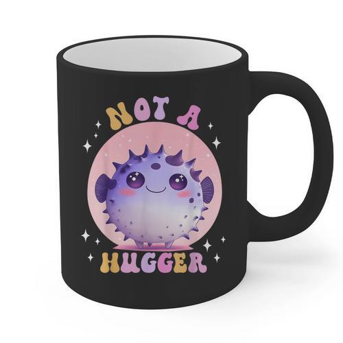 Not a Hugger Cute Pufferfish Autism Awareness Introverts Graphic Print Coffee Mug - Raresse