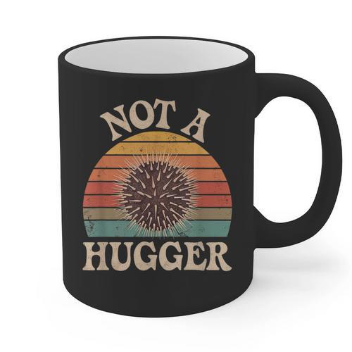 Not A Hugger Retro Sea Urchin Sarcastic Introvert Graphic Print Coffee Mug - Raresse