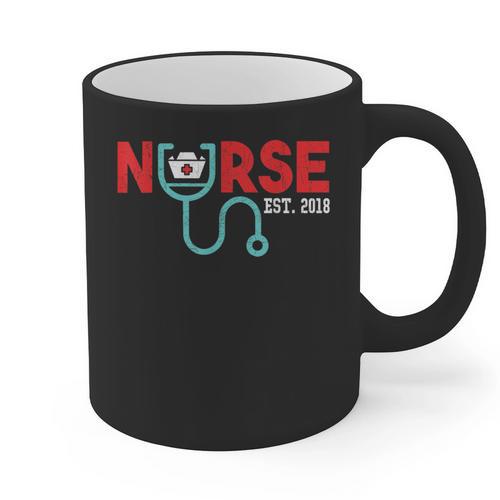 Nurse Est 2018 New Graduation Nursing School T-Shirt Graphic Print Coffee Mug - Best Gift Smart
