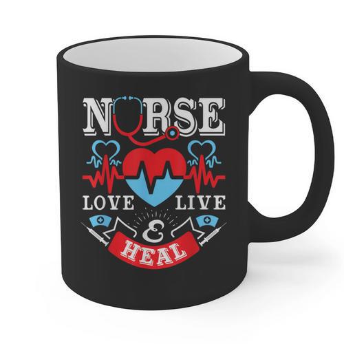 Nurse Live Love Heal Graduation Appreciation Valentines Day Graphic Print Coffee Mug - Best Gift Smart